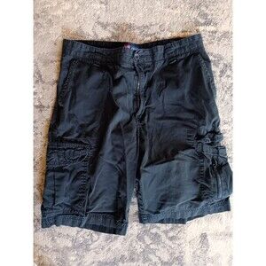 Chaps Mens Cotton Solid Button Ripstop Cargo Pocket 10 Inch Shorts Black Size 34
